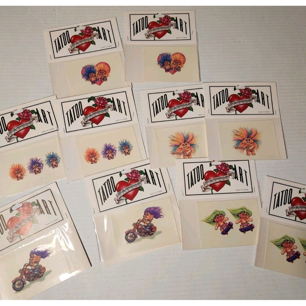 Vintage Troll Dolls Temporary Tattoos Lot of 10 1991 Personality NOS New In Pack